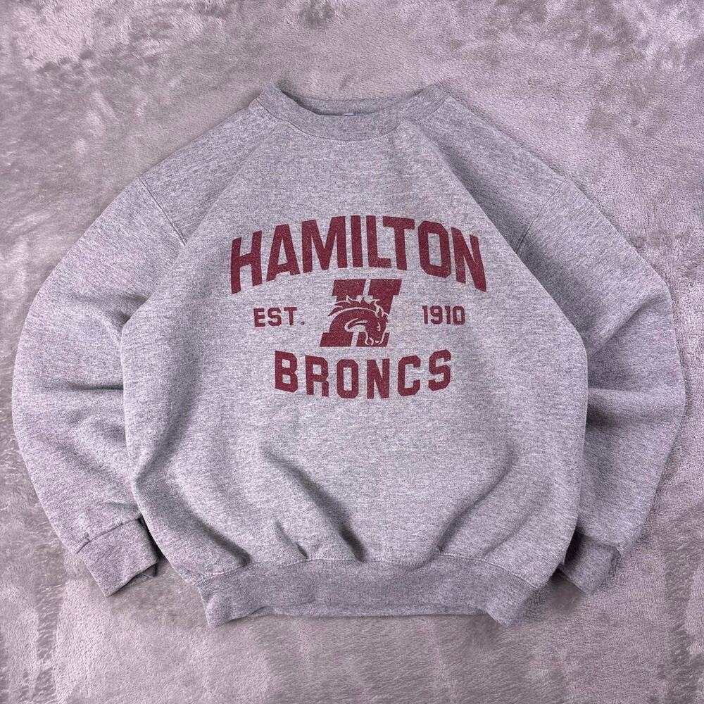 Champion Hamilton Broncos Crewneck Sweatshirt XXS Gray Collegiate Logo